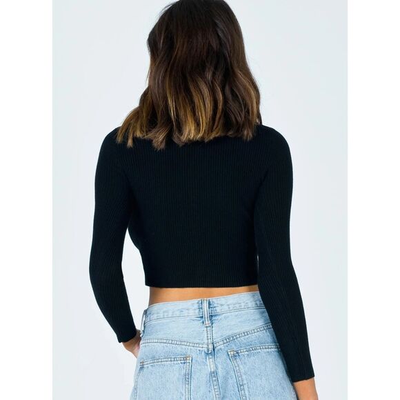 princess polly UNWRITTEN LOVE TOP BLACK us 0 - Picture 2 of 4